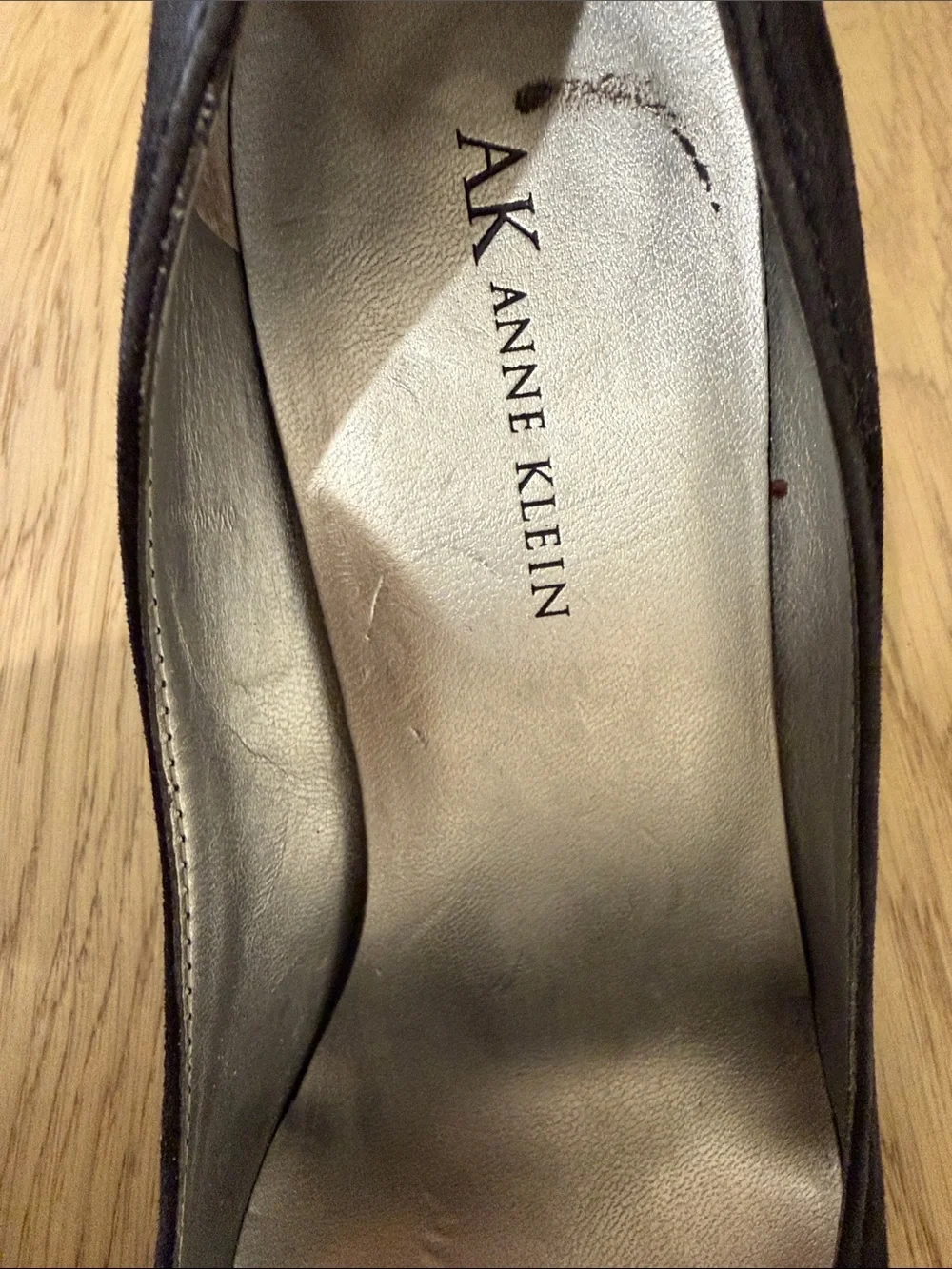 Anne Klein Black Suede Buckle Pump